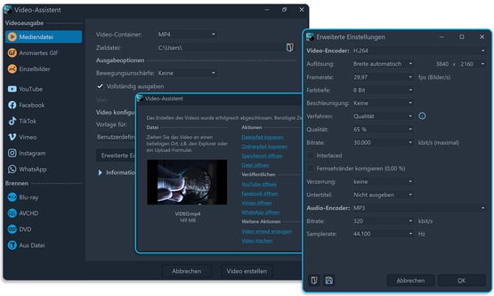 Video output with 10 and 12 bit and BT2020 color profile