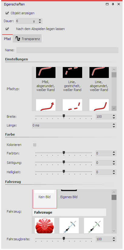 Settings for Dek. Path