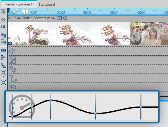 Curve for playback speed in the timeline