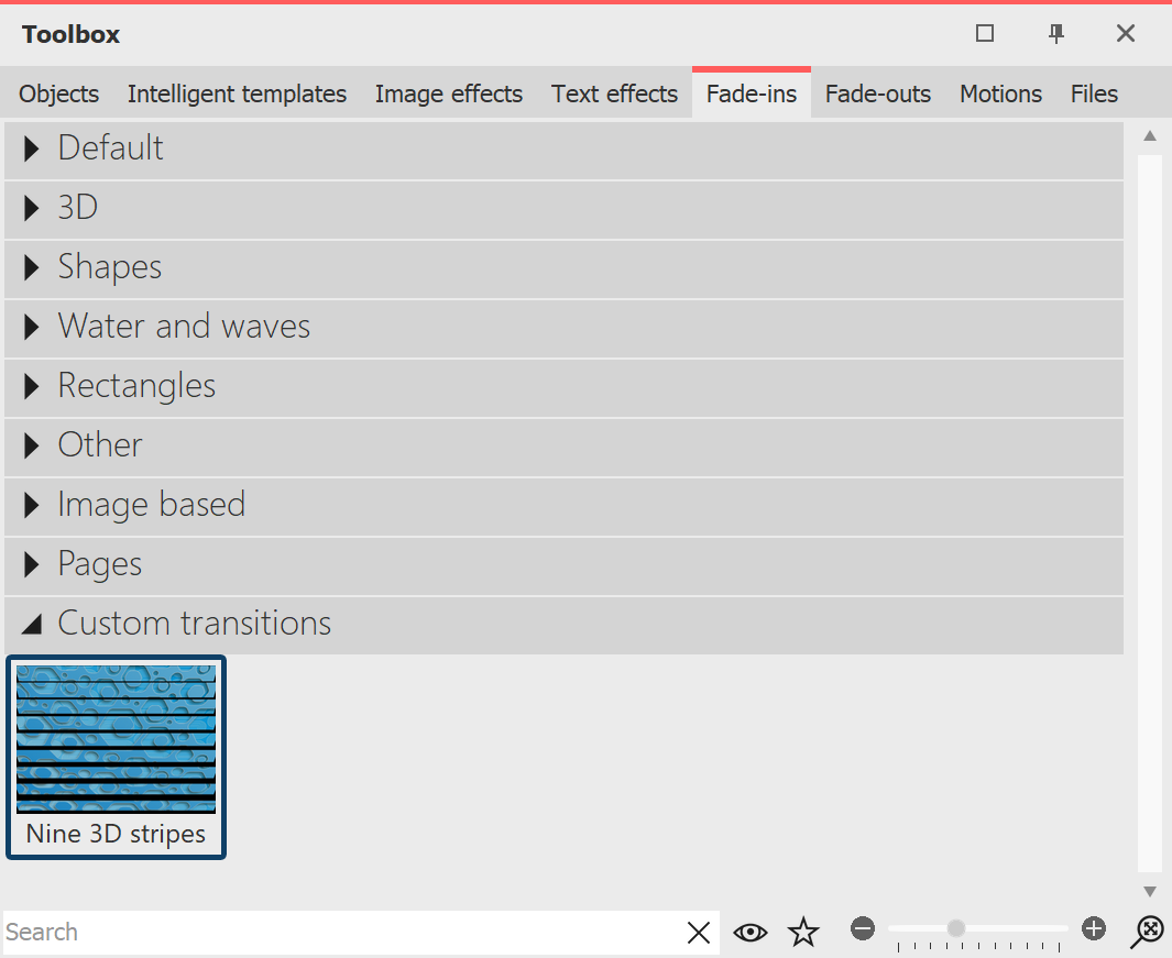 Own transitions in the Toolbox