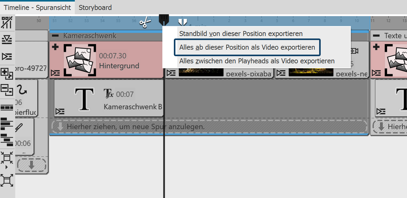 Export ab Playhead-Position