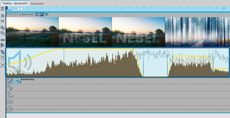 Lautstärke des Videos in Keyframe-Spur (Stages)