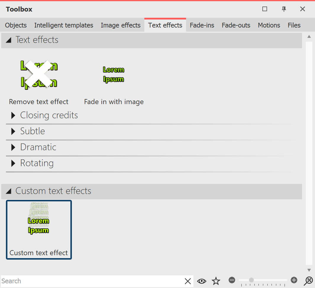 Own text effect in the Toolbox