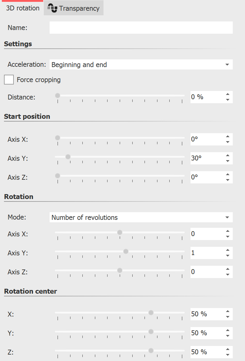 Settings 3D strip