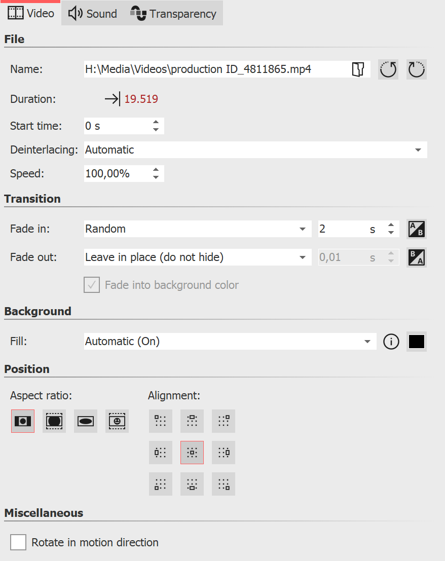 Properties for Video object