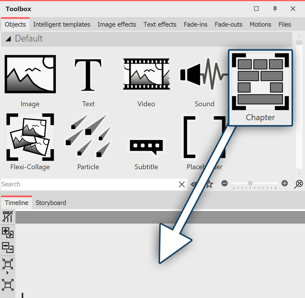 Drag chapter object to Timeline