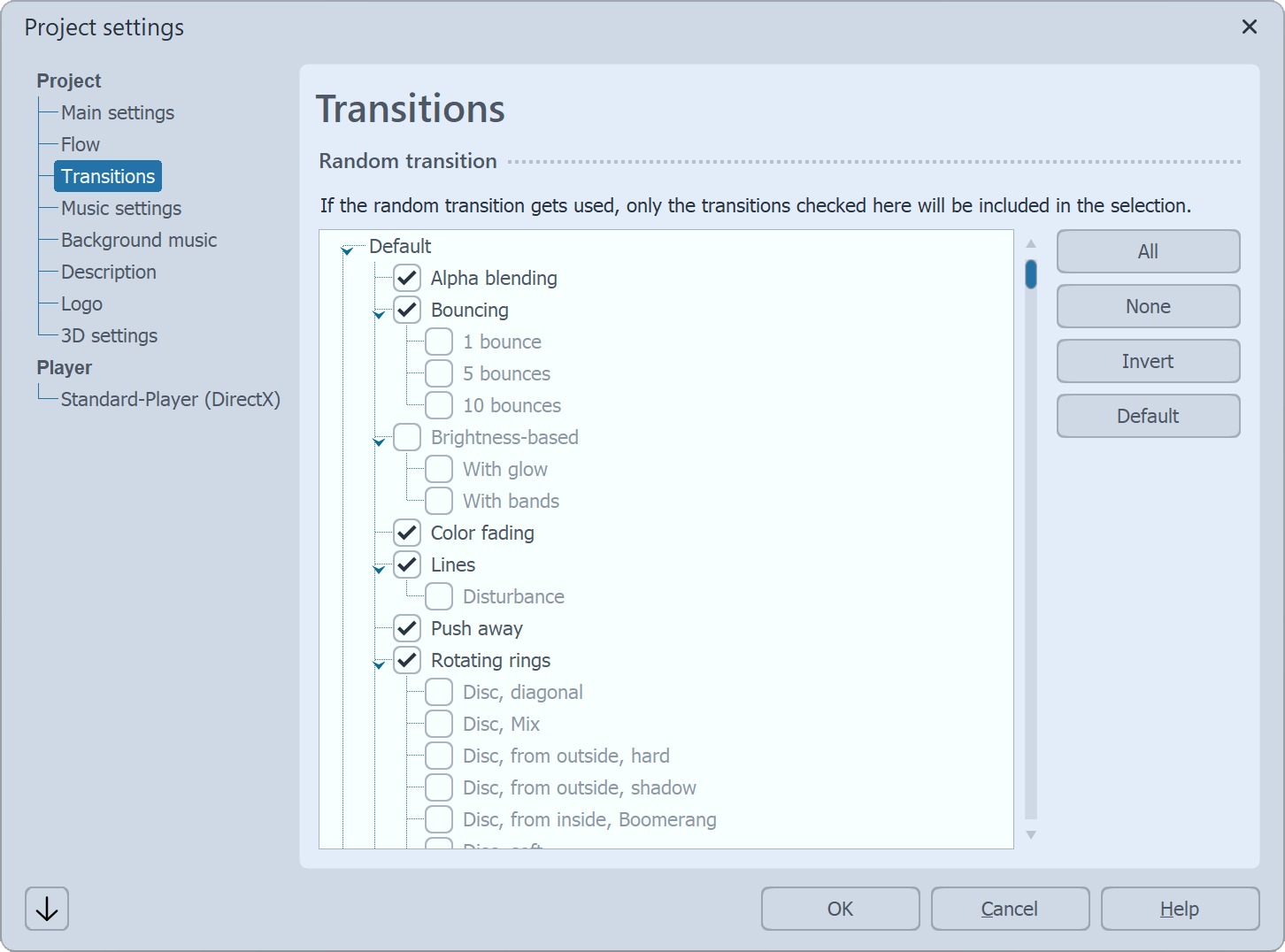 Selection for random transitions