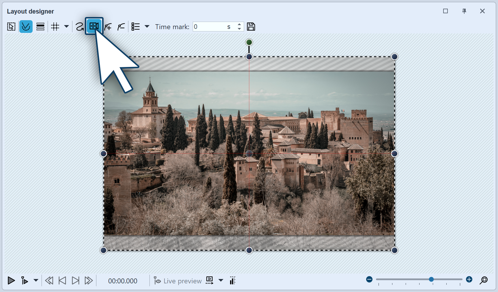 Panoramic image in the layout designer