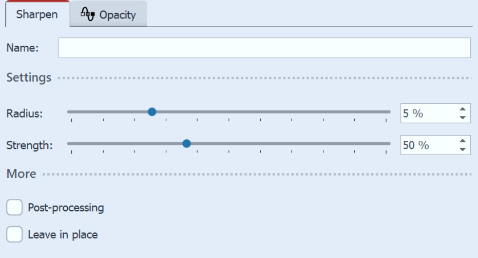 Settings for Sharpen