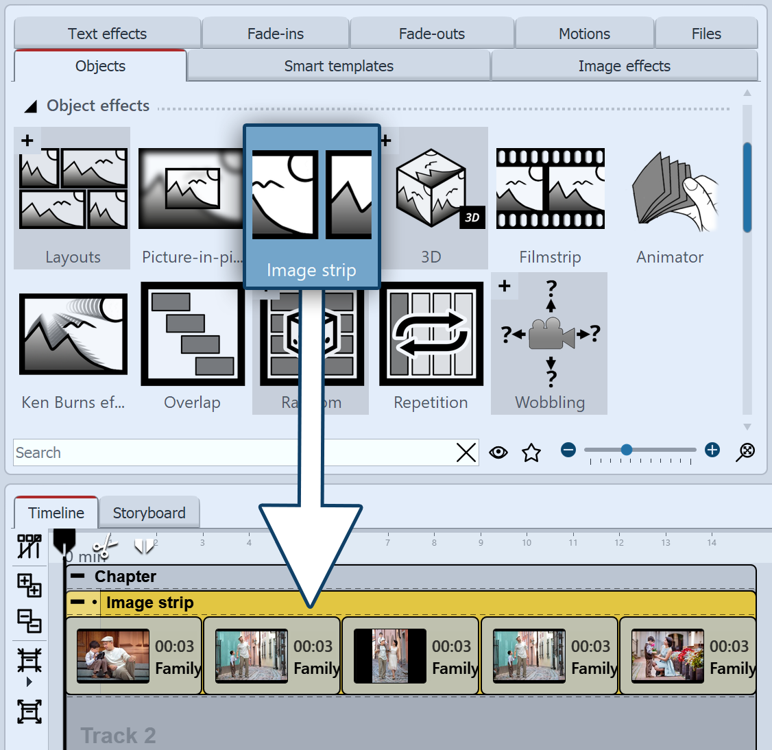 Image strip in the Timeline