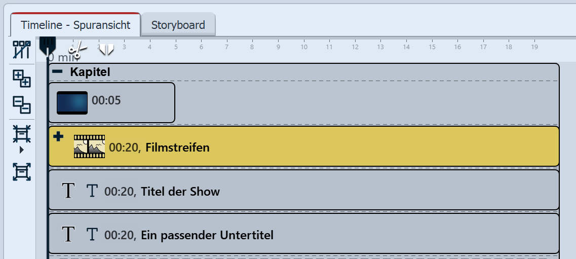 Aufbau in der Timeline