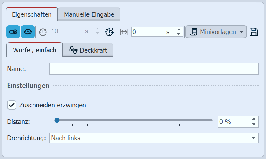 Einstellungen Würfel