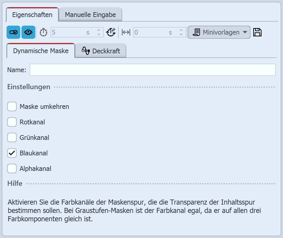 Einstellungen für Masken-Effekt