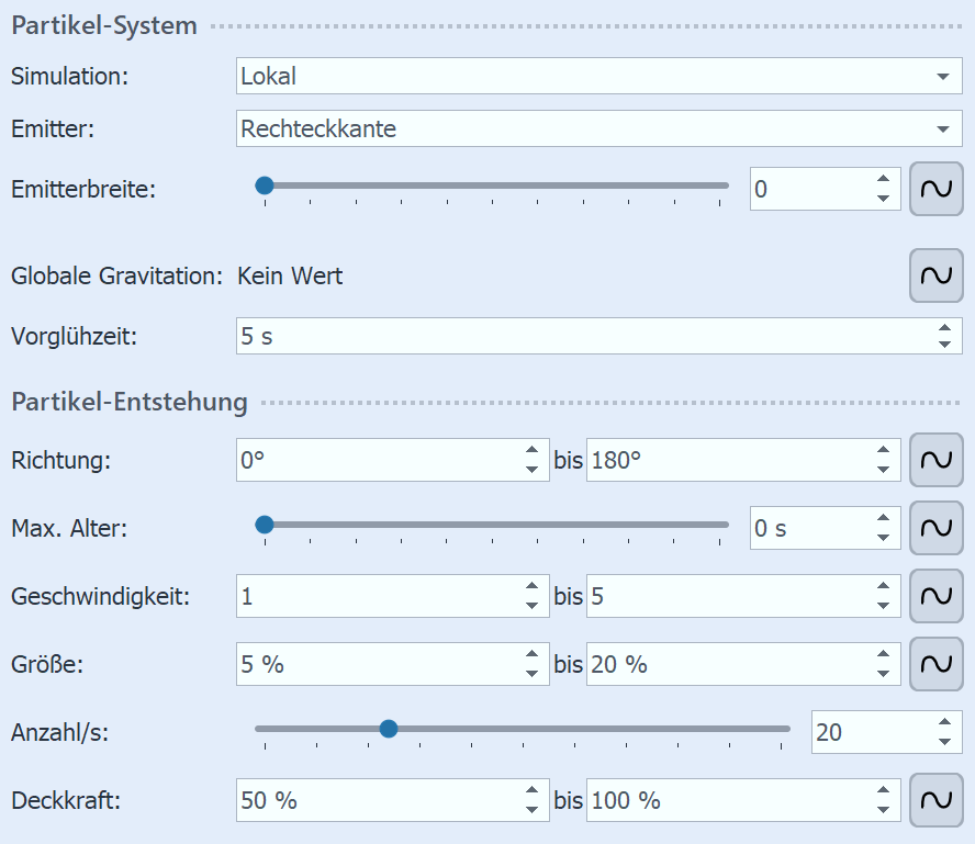 Erste Einstellungen für Partikel-Objekt