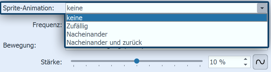 Optionen für Sprite-Animation