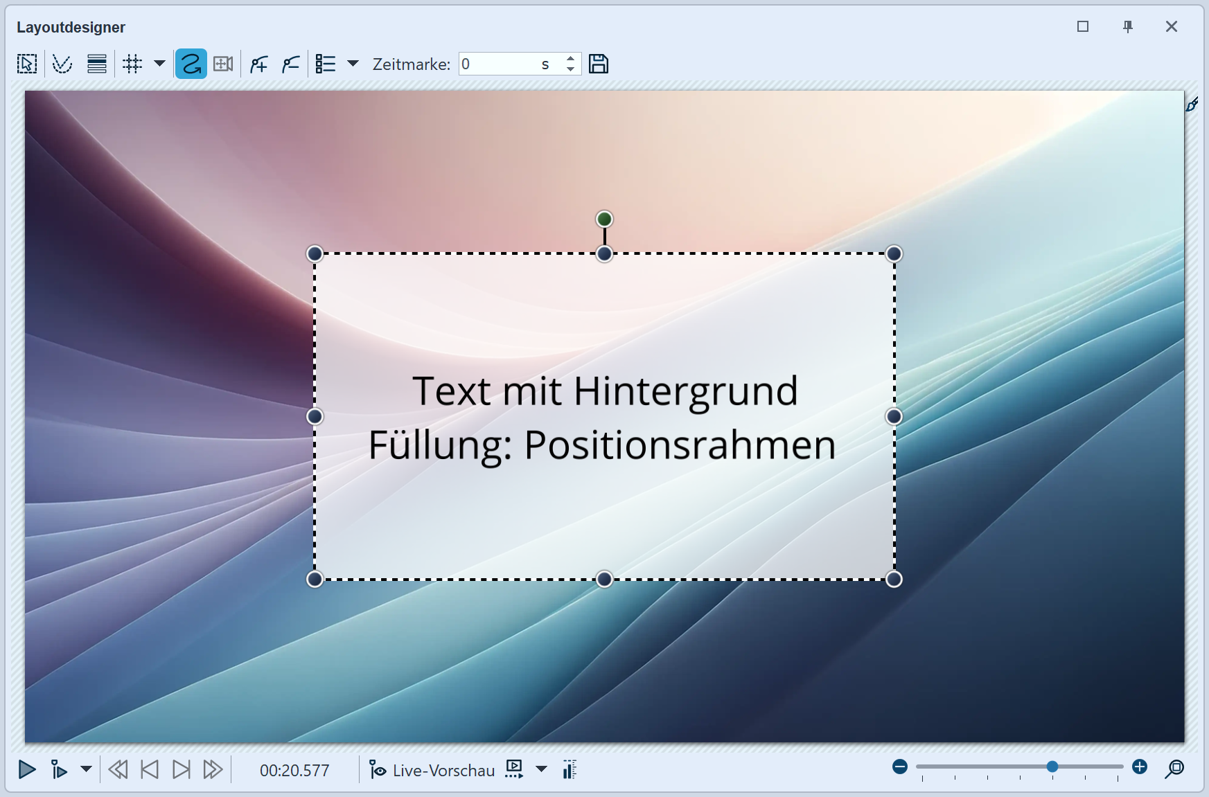 Text mit Positionsrahmen-Füllung