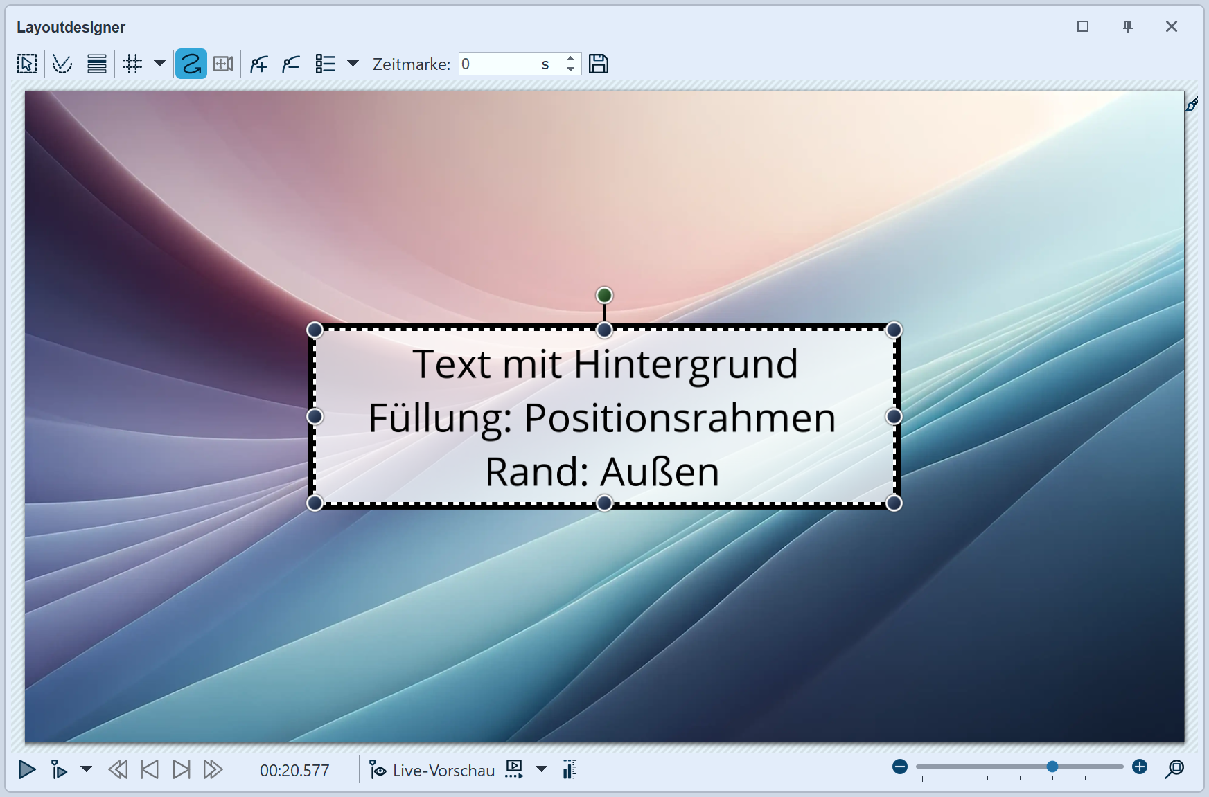 Text mit Füllung Positionsrahmen und Rand