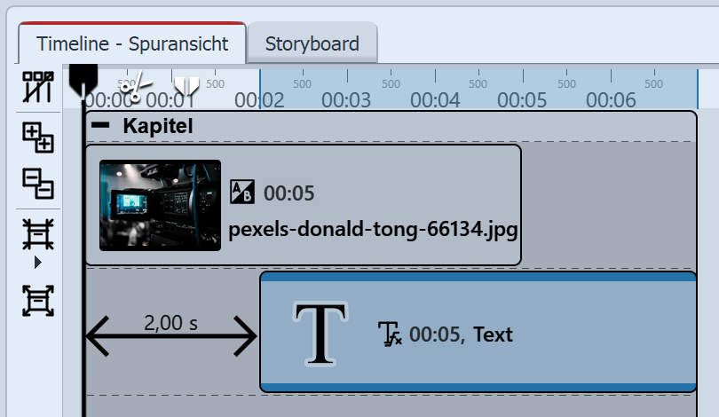 Aufbau in der Timeline