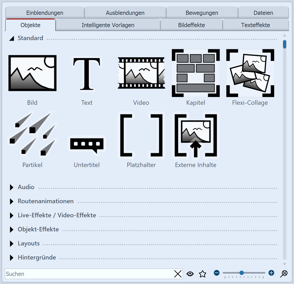 Objekte in der Toolbox