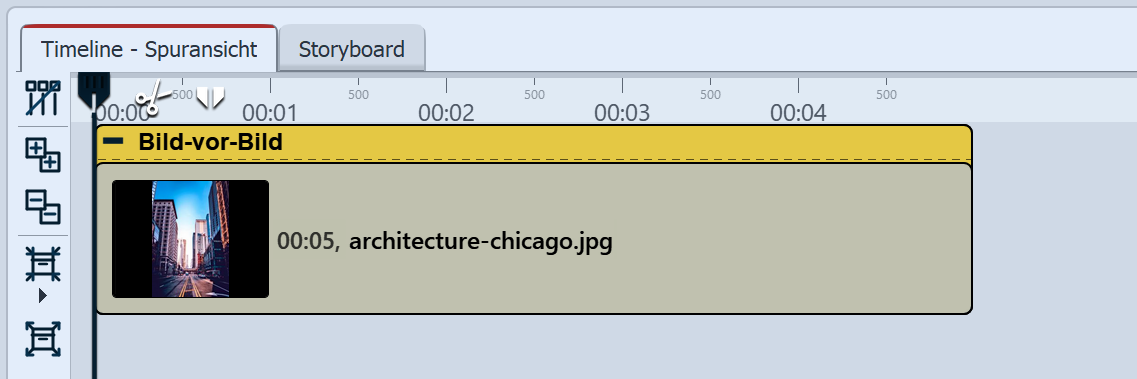 Gefüllter Bild-vor-Bild-Effekt in der Timeline