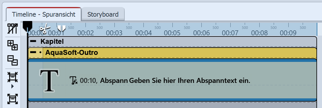 Geöffnetes AquaSoft-Abspann-Objekt