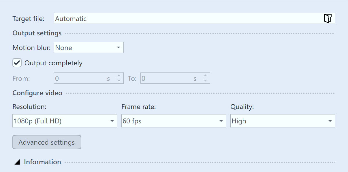 Video settings for YouTube