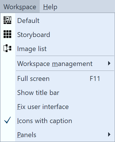 Selection of workspaces