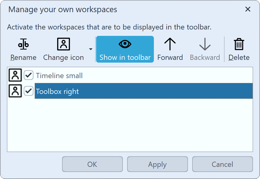 Manage custom workspaces