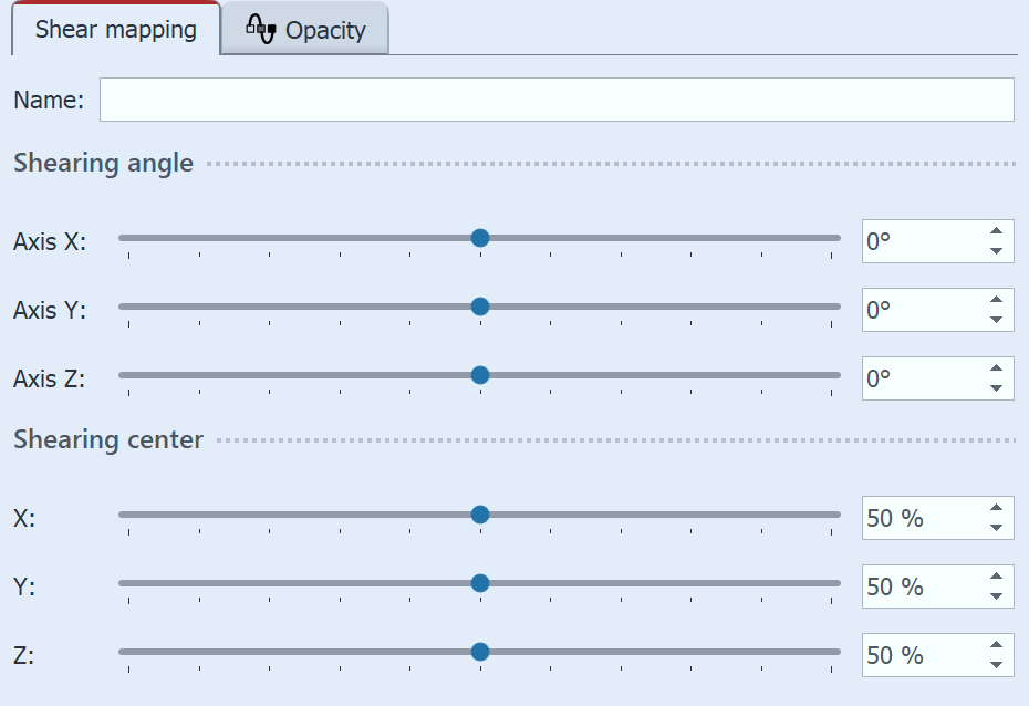 Settings for Shear mapping