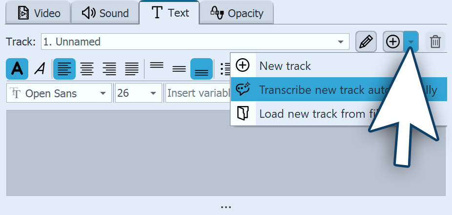 Automatic transcription in the properties