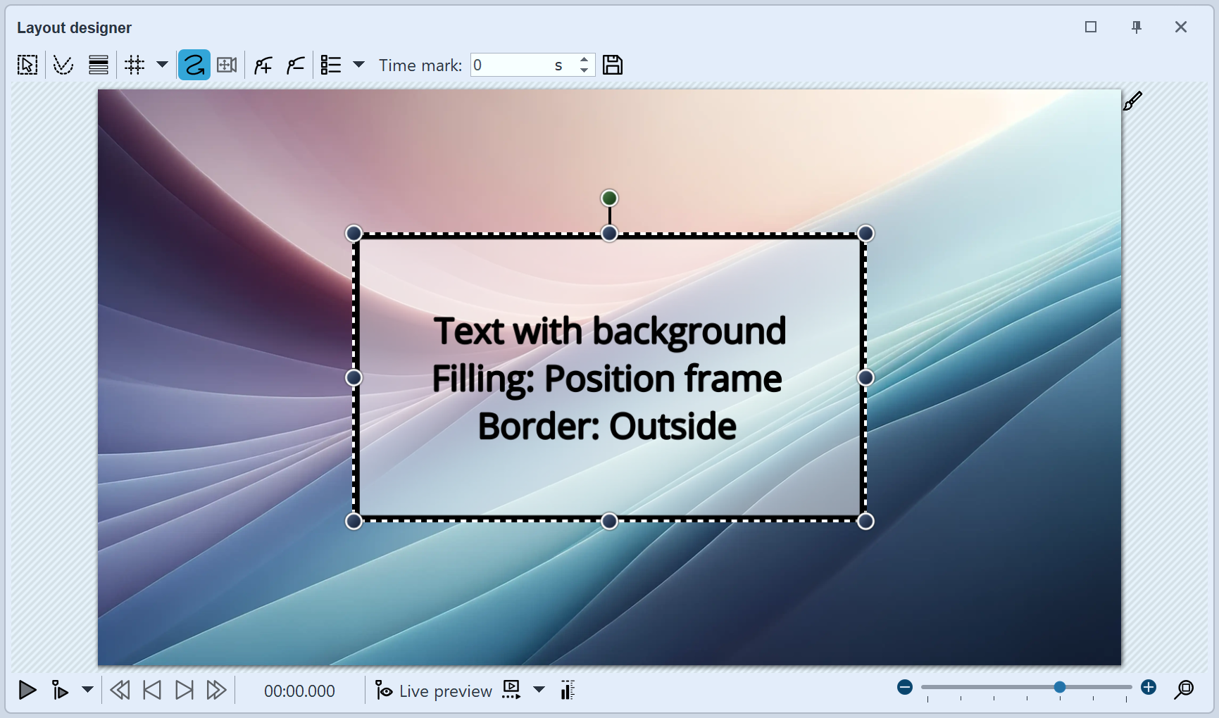 Text with position frame fill and border