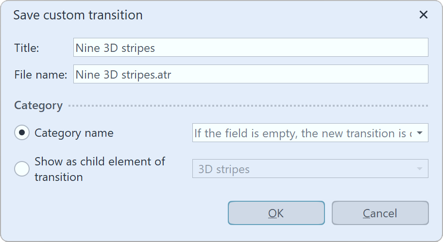 Save your custom transition