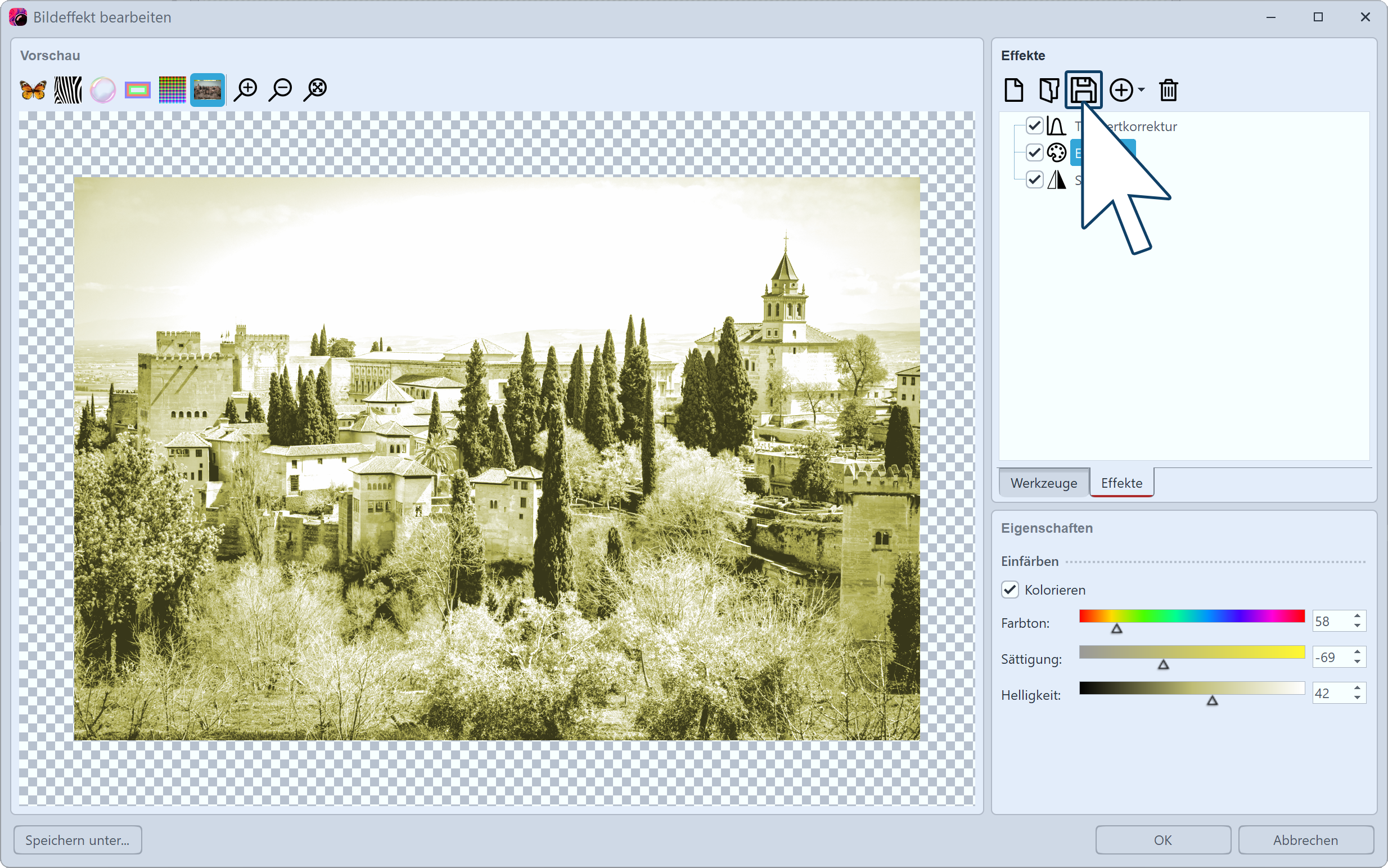 Bildeffekt im Bildeditor