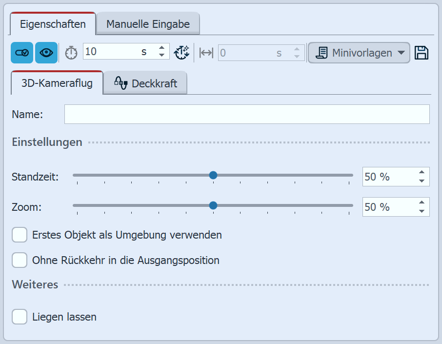 Einstellungen 3D-Kameraflug