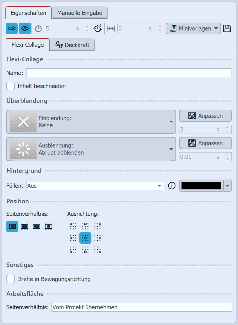 Eigenschaften für Flexi-Collage