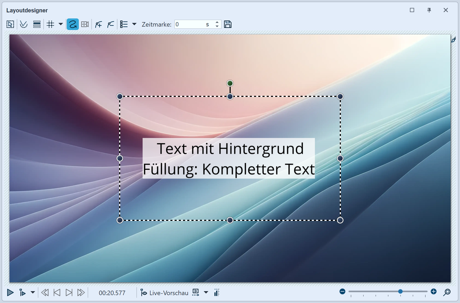 Text mit Füllvariante "Kompletter Text"