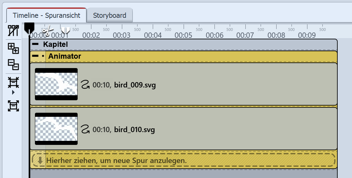 Gefüllter Animator-Effekt in der Timeline