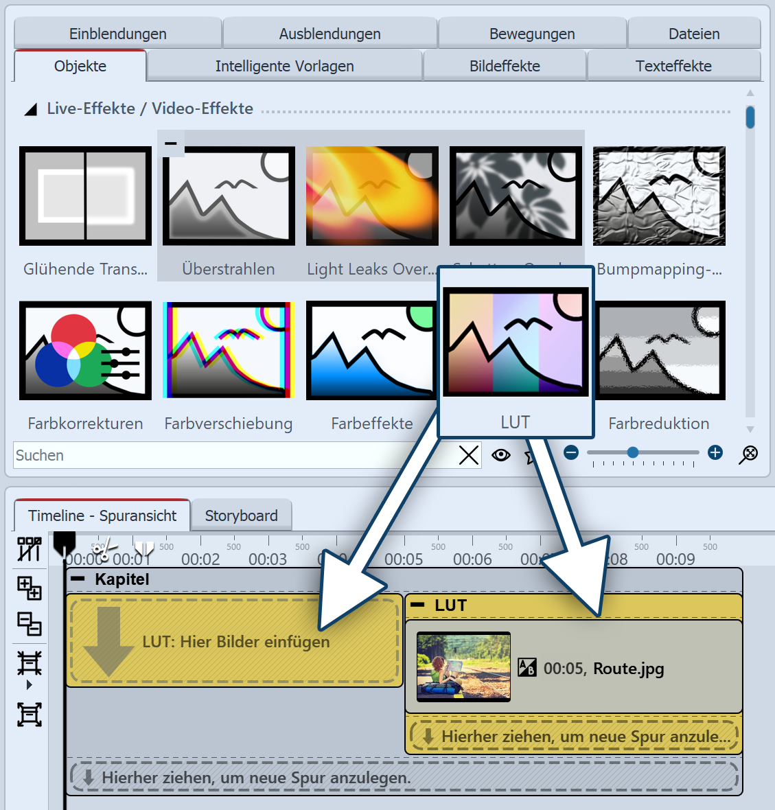 LUT-Effekt in der Timeline