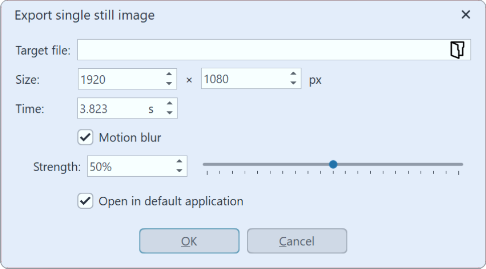 Settings for still image export