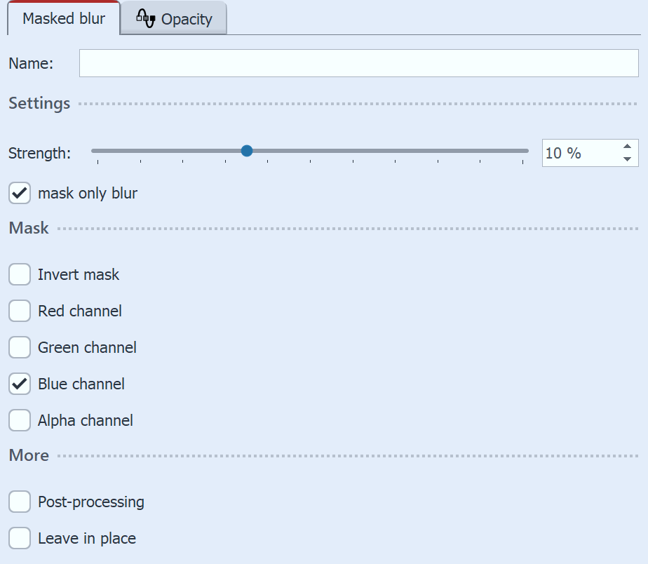 Settings for the Masked blur