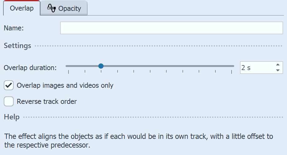 Settings for Overlap