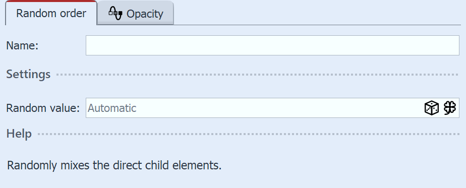 Settings for "Random order"