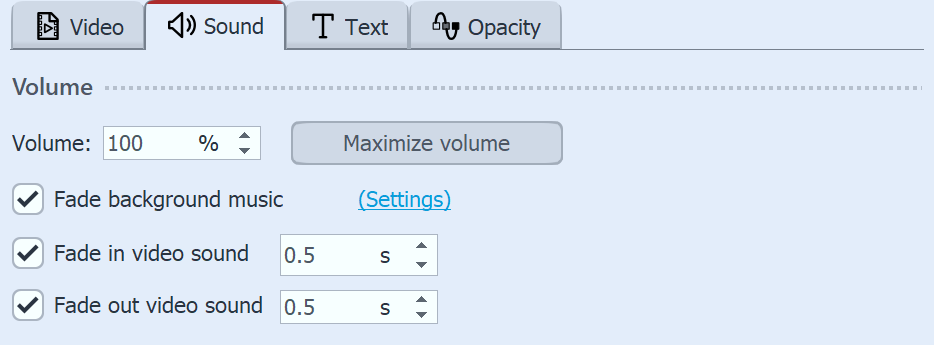 Sound properties in a video