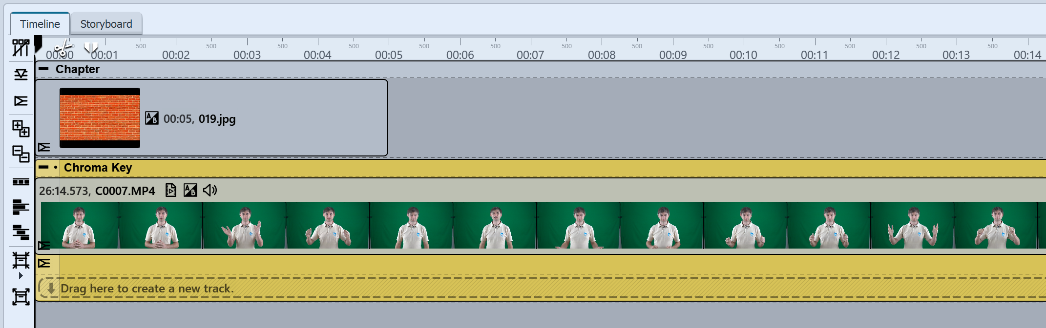 Chroma key effect in a chapter in the Timeline