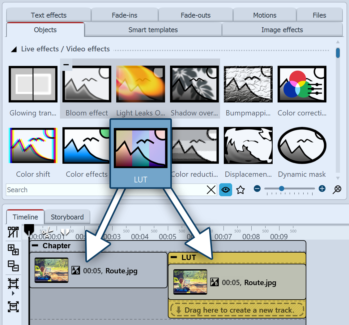 LUT effect in the Timeline
