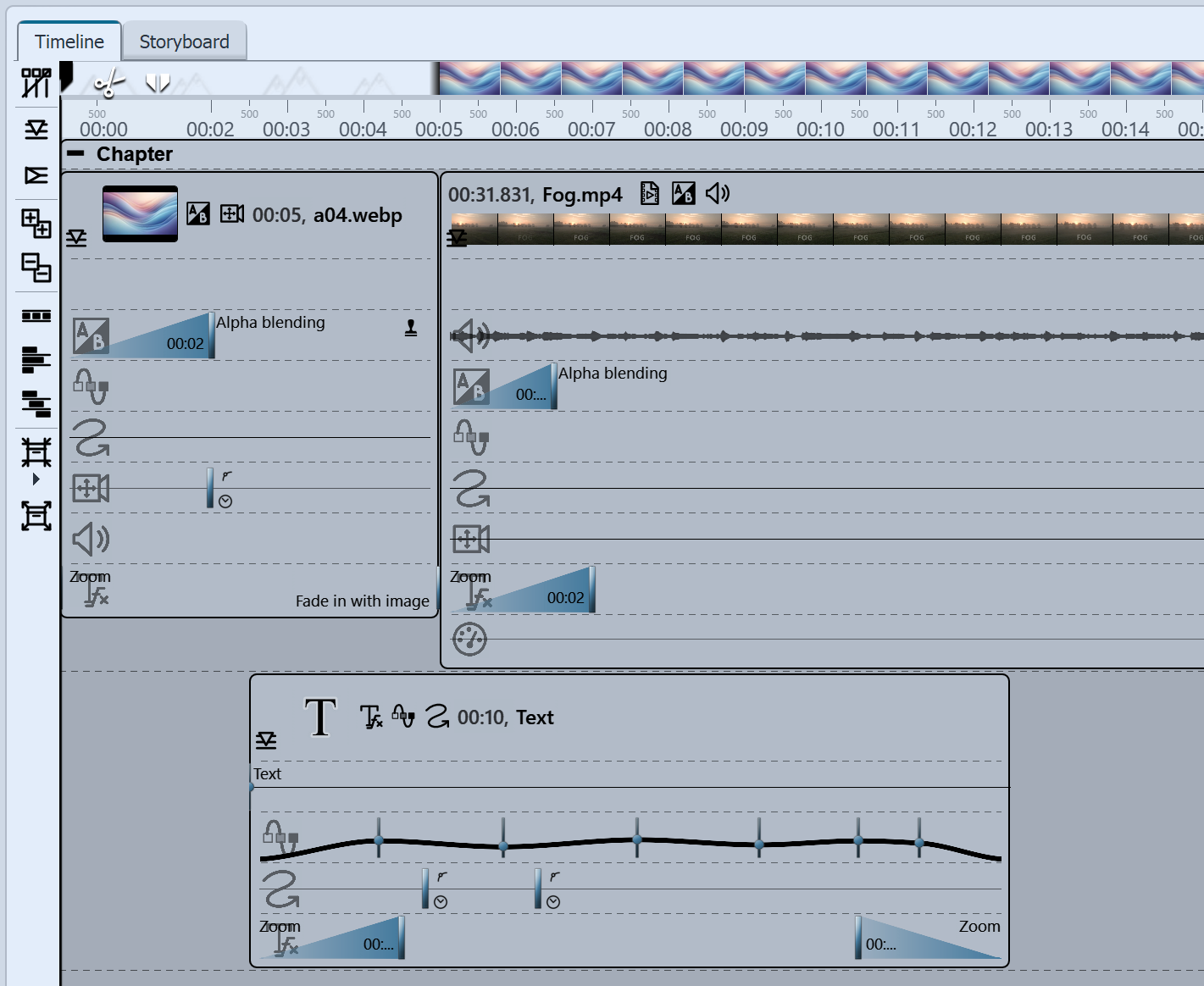 Timeline with keyframes