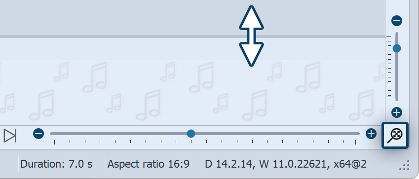 Show or enlarge/reduce background music track