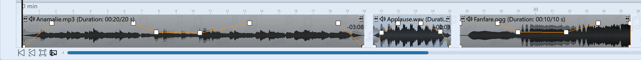 Different coloring of the music tracks