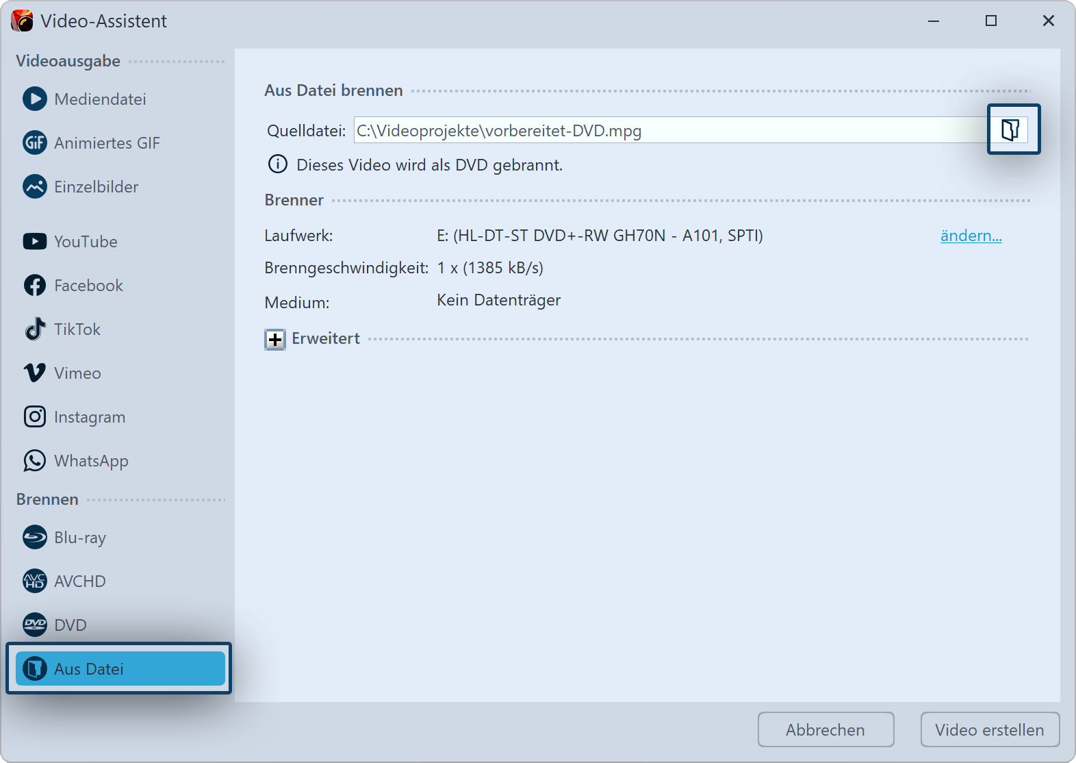DVD aus Datei brennen