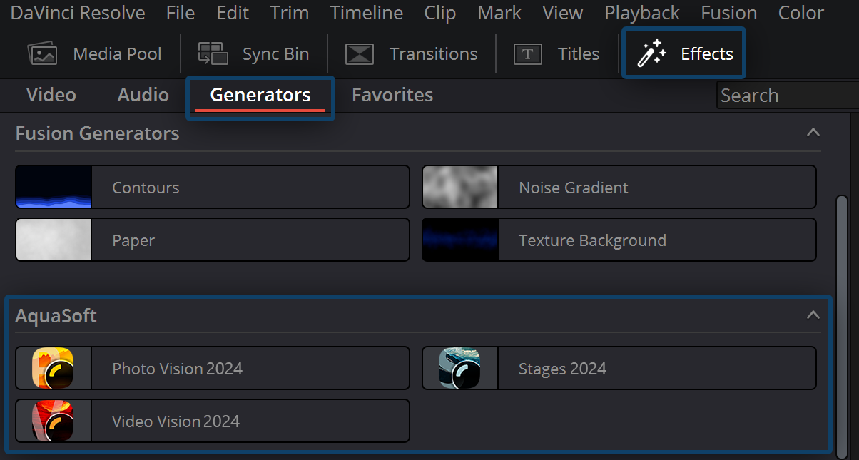 Generator in DaVinci Resolve